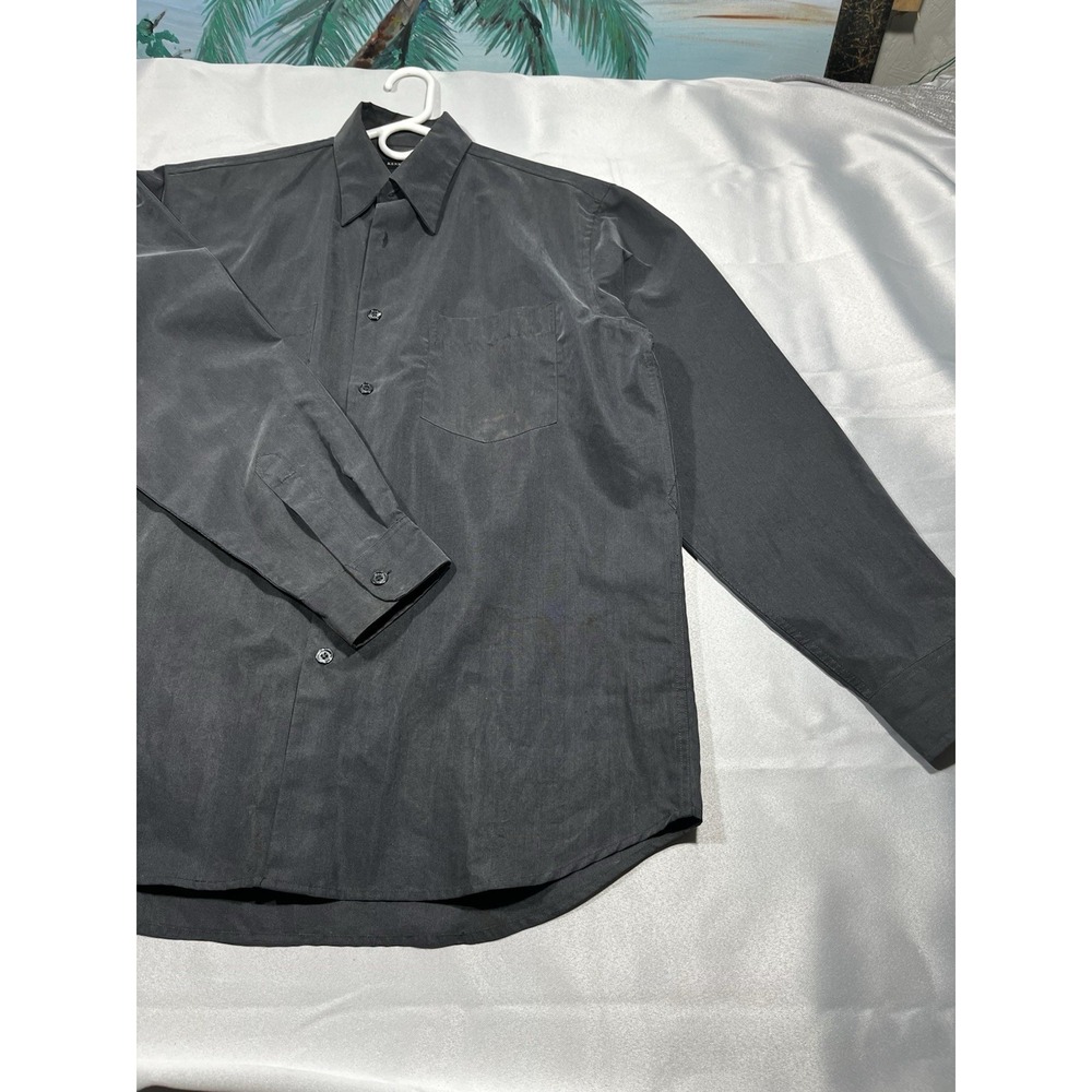 Kenneth Cole, Charcoal Gray Button-Down Long Sleeve Men's Large